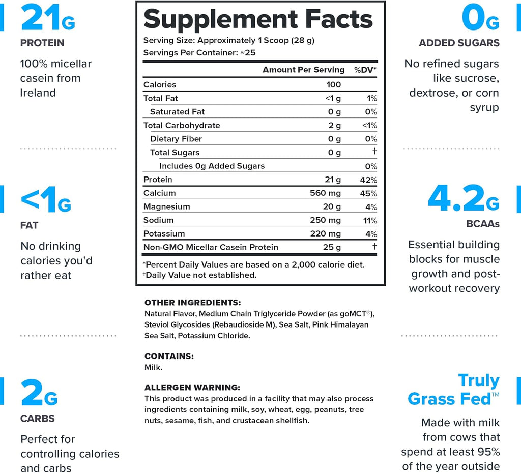 LEGION Casein+ Casein Protein Powder (Salted Caramel) - Slow-Release Micellar Casein Protein Powder - Non-GMO, Gluten-Free & Naturally Sweetened Casein Powder from Grass-Fed Cows