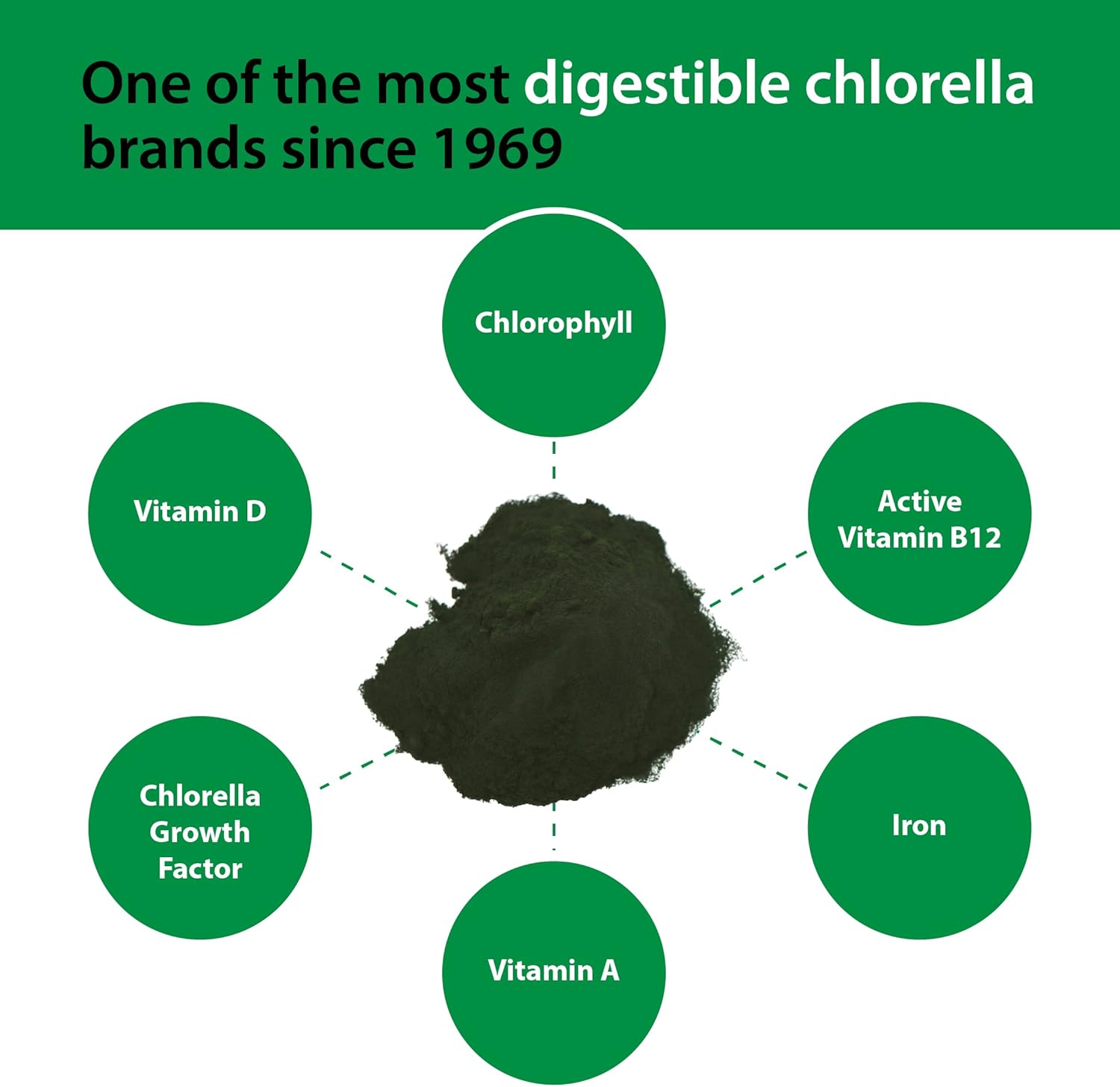 Sun Chlorella Powder Green Algae Superfood Supplement Supports Whole Body Wellness Immune Defense, Gut Health & Natural Energy Boost - Chlorophyll, B12, Protein, Non-GMO - 30 Packets
