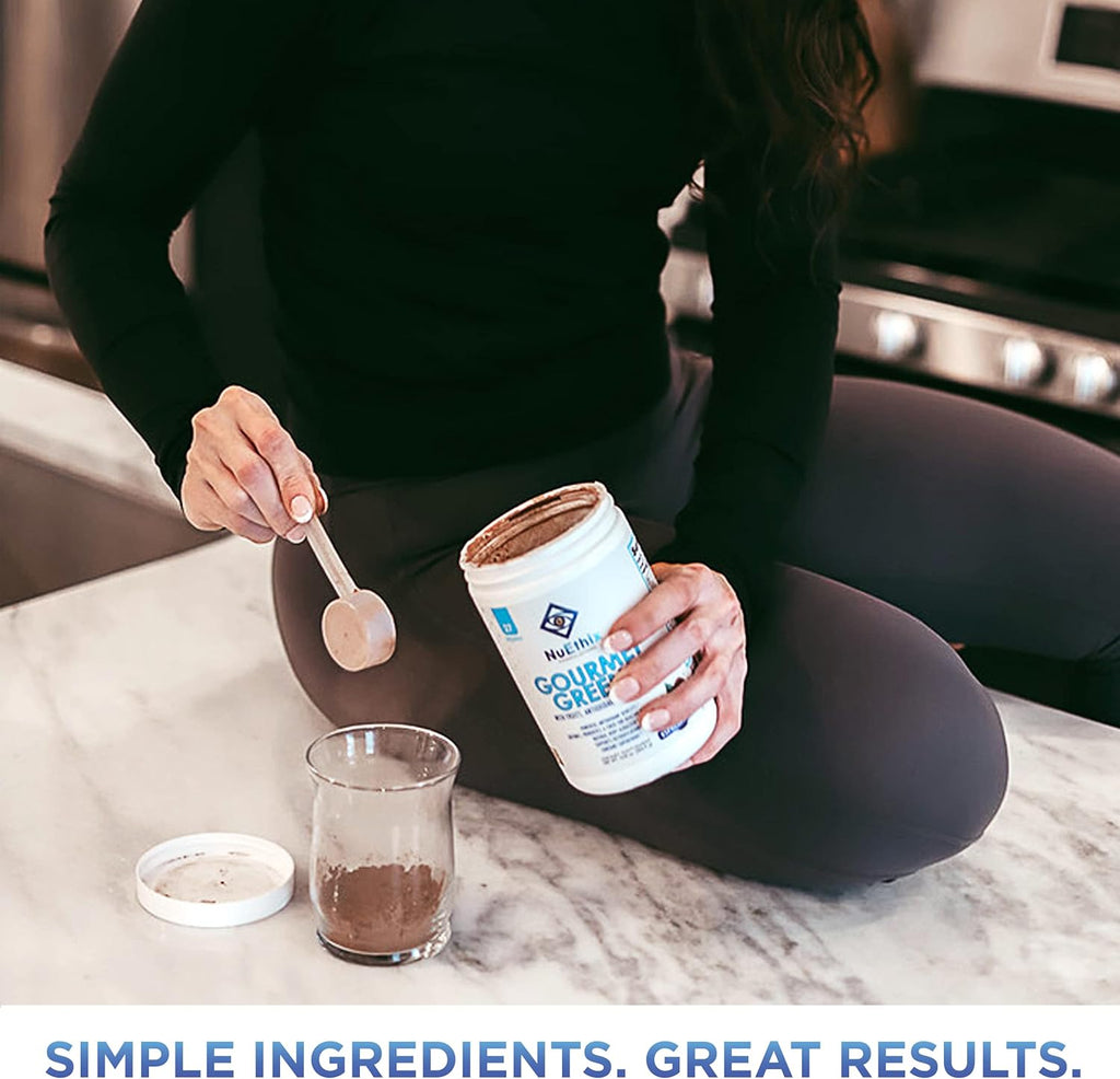 NuEthix Formulations Gourmet Greens Drink Powder Dietary Supplement with Fruit and Vegetable Superfoods and Probiotics, Espresso, 27 Servings