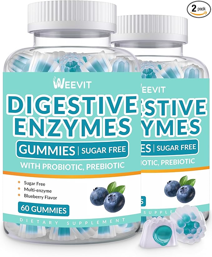 Digestive Enzymes Gummies, Chewable Digestive Enzymes for Women & Men with Probiotics & Prebiotics Blend, Sugar Free | Vegan