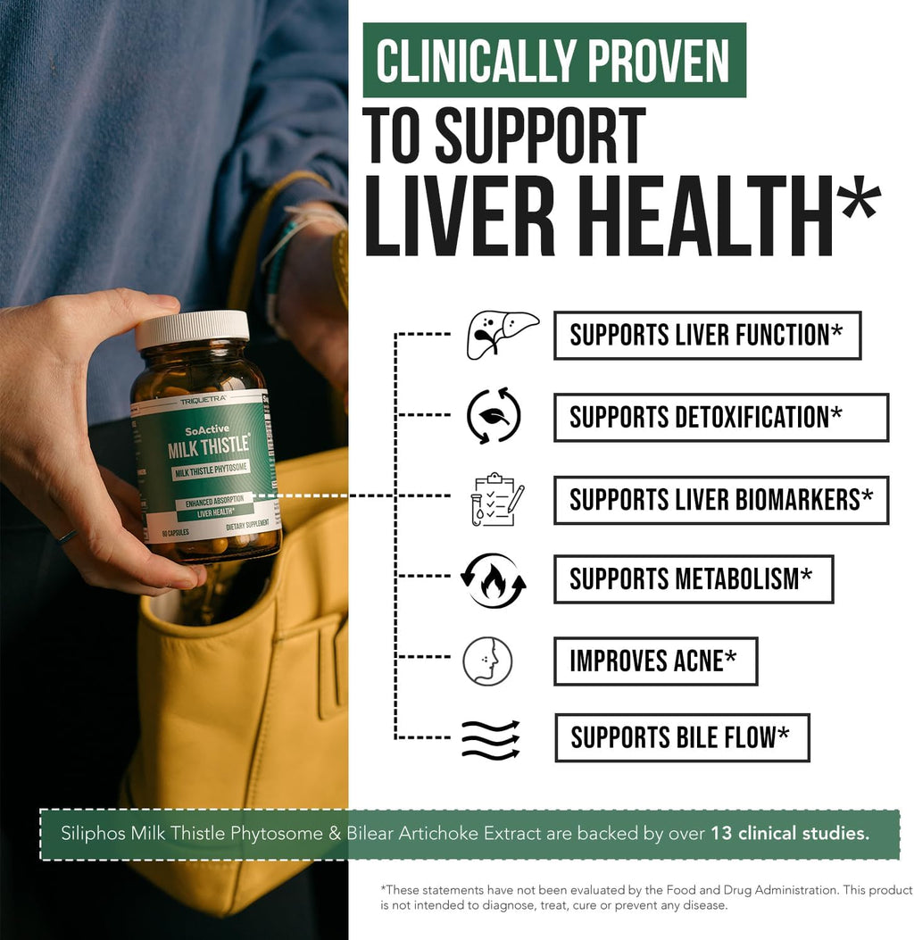 SoActive® Milk Thistle: 10X More Effective Milk Thistle Phytosome, Optimized for Essential Bioactive Silybin A & B Plus Bilear® Artichoke Extract & Bile Enhancer - Liver Support | 60 Servings