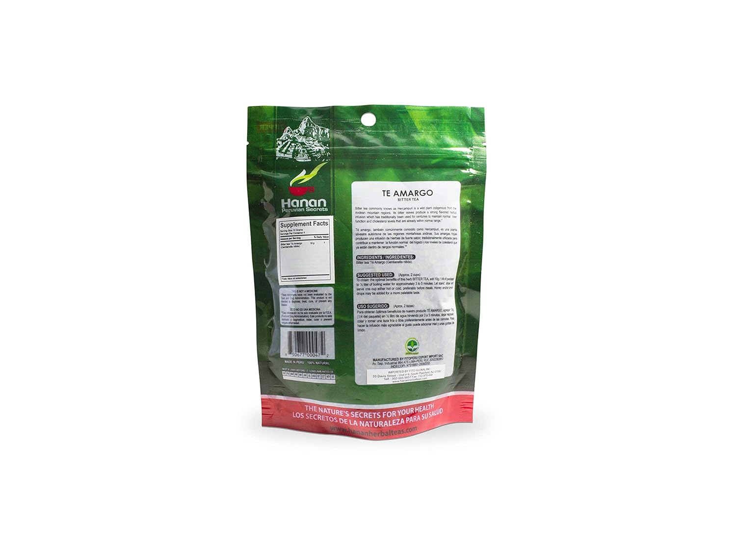 Hanan Peruvian Secrets Te Amargo Herbal Tea | 100% Natural Bitter Tea | 1.41oz / 40g | Naturally Aids in Supporting Normal Liver Function | Helps Promote Healthy Cholesterol Levels