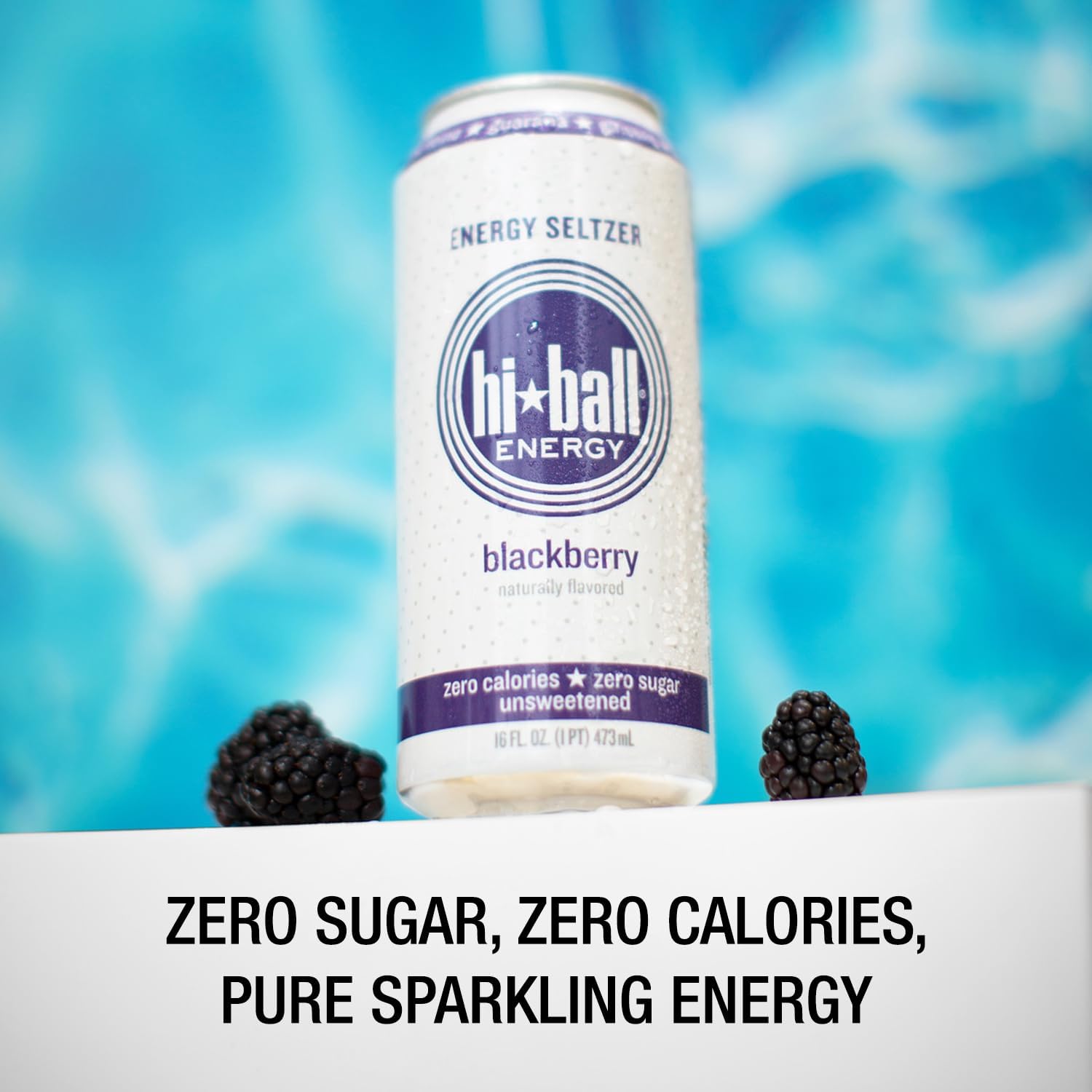Hiball Clean Energy Seltzer Water, Caffeinated Sparkling Water Made with Vitamin B12 and Vitamin B6, Sugar Free 16 Fl Oz (Pack of 8), Blackberry