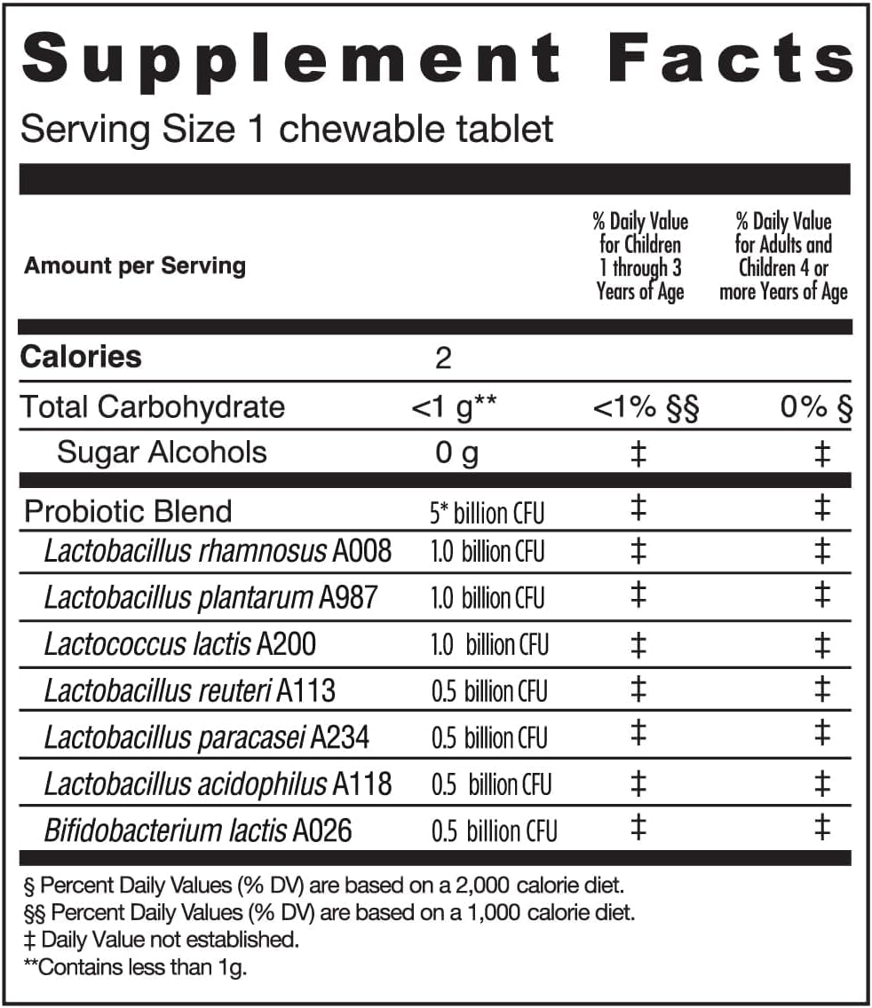 Genuine Health Kid's Daily Probiotic, Helps Promote Digestive Health & Immune Response, Multi-Strain Formula, Lemonade Flavor, 30 Chewable Tablets