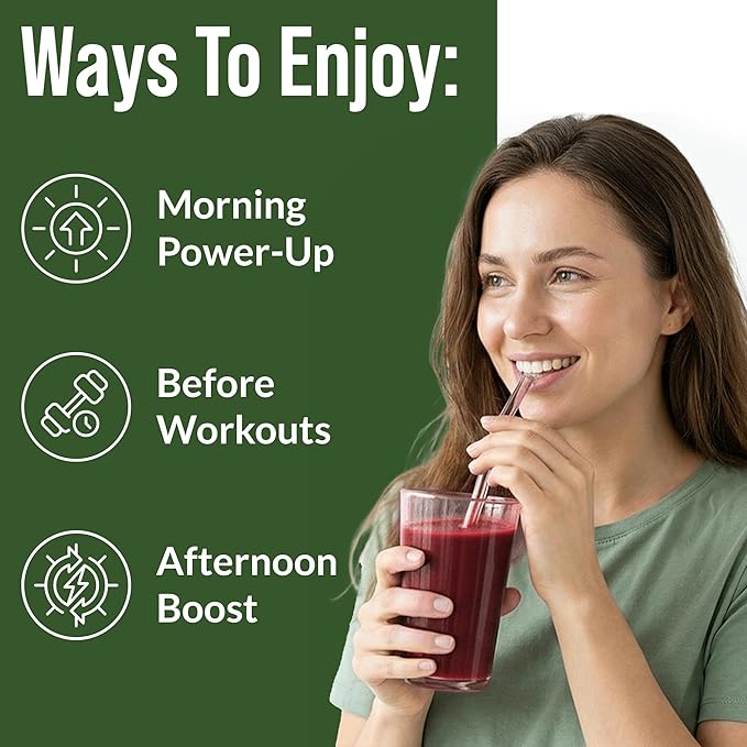 USDA Organic Plant Based Nitric Oxide Booster Powder Supplement For Men & Women. Caffeine Free Supplements 5 Top Organic Ingredients. Beet Root, Tart Cherry, Acerola Cherry, Pomegranate, Red Ginseng