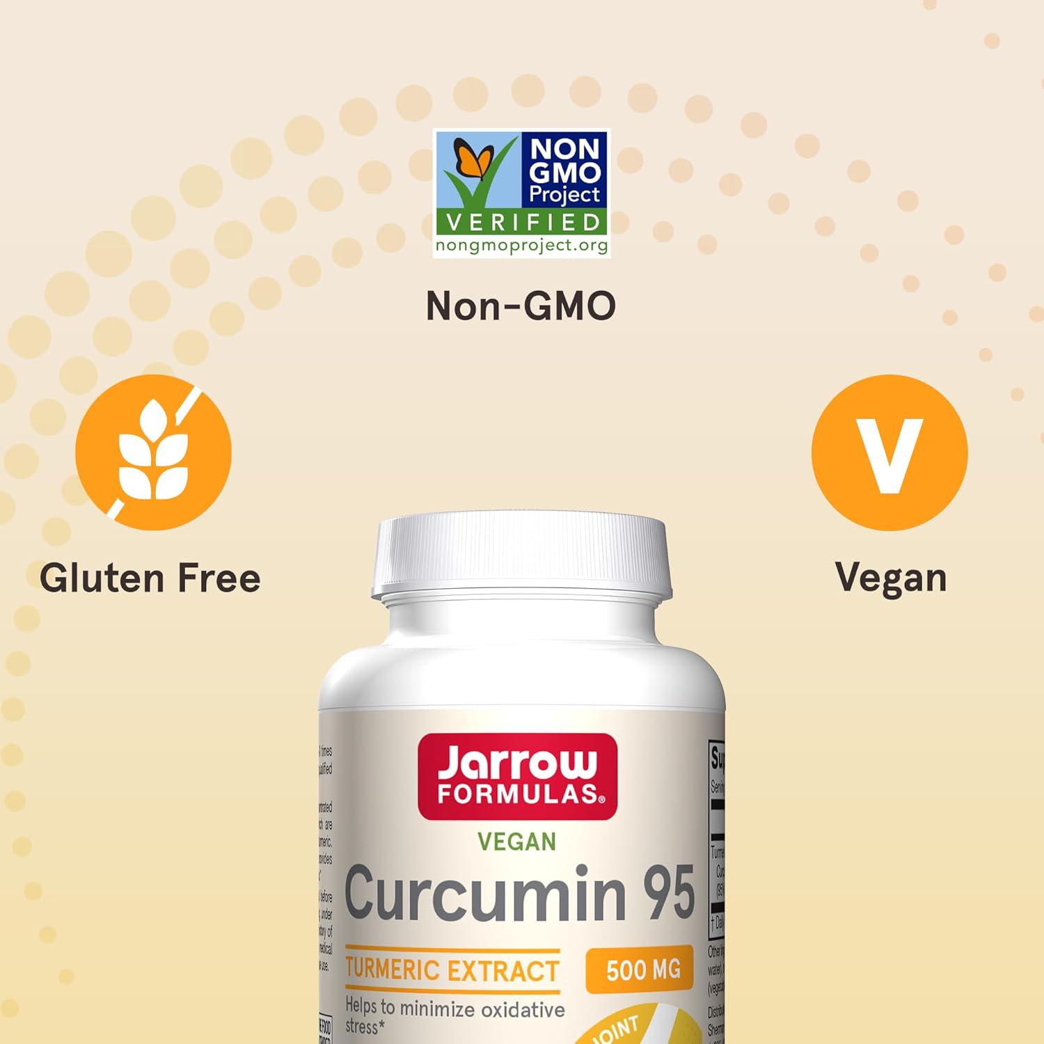 Jarrow Formulas Turmeric Curcumin Supplement - Curcumin 95, Turmeric Supplements, 500 mg for Antioxidant & Joint Support, 60 Capsules