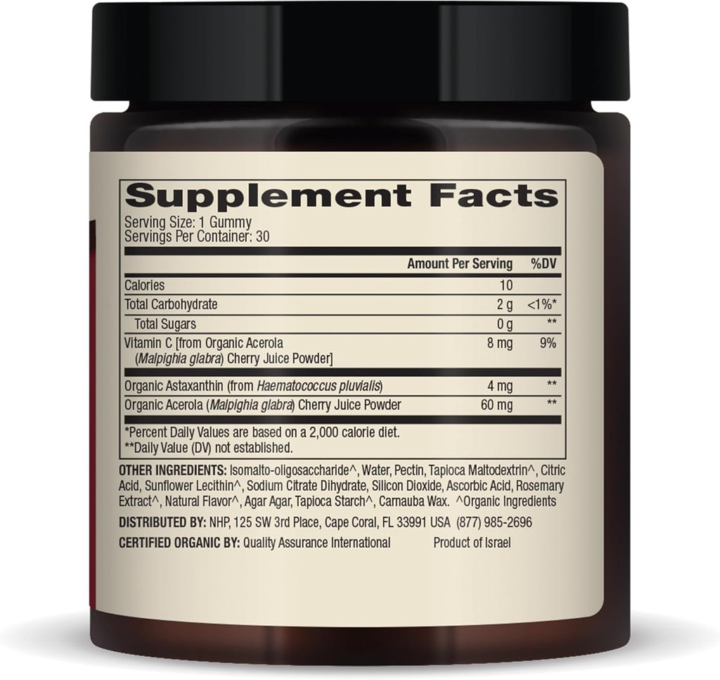 Dr. Mercola Organic Astaxanthin Gummies, 30 Servings (30 Gummies), 4 mg Per Serving, Dietary Supplement, Antioxidant and Immune Support, Certified Organic, Non-GMO