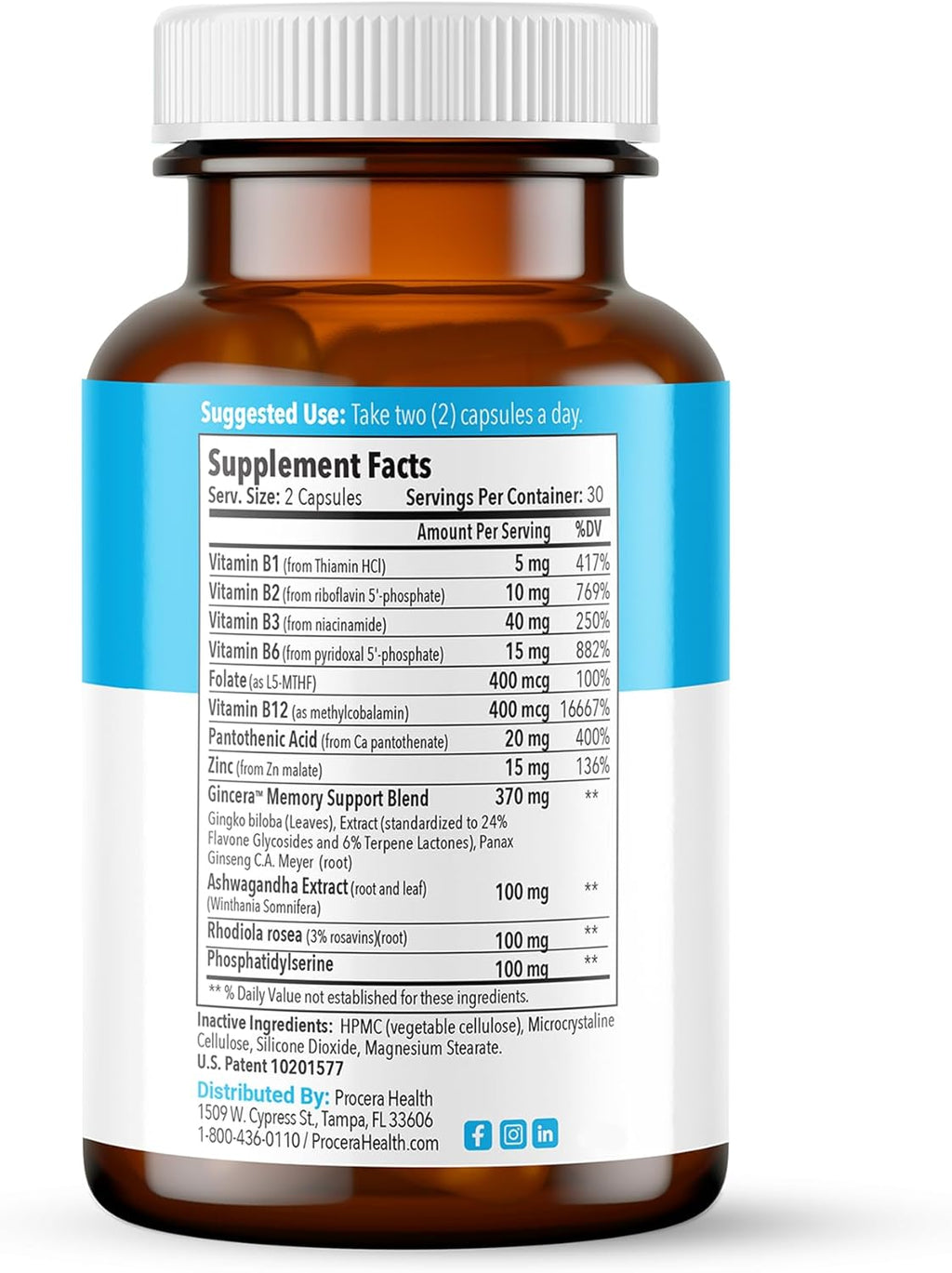 Advanced Brain - Fast Acting - Ingredients Supported by 100+ Studies - Improve Memory, Recall - Concentration - Clears Fog - Mental Clarity - Slows Cognitive Decline - 60 Count