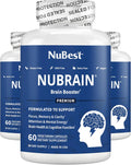 NuBrain Booster - Brain Supplement for Brain Booster, Memory, Focus & Clarity Support with St. John’s Wort, Ginkgo Biloba, Bacopa & More - Premium Nootropic Brain Supplement - 3 Pack