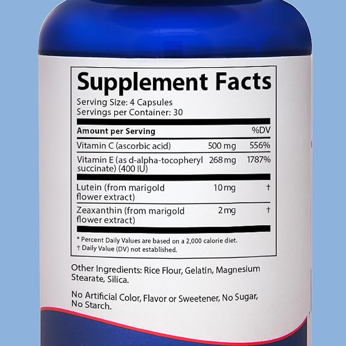 Doctor's Advantage Zinc-Free Eye Shield Vitamins - 120 Capsules, 30-Day Supply - Lutein and Zeaxanthin Supplements with AREDS-2 Ingredients for Age-Related Eye Support