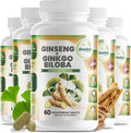 Ginko Biloba & Panax Ginseng Supplement - Red Ginseng Brain Supplement for Memory and Focus - Ginkgo Biloba Supplements for Good Vision, Immune System and Improved Blood Flow - 360 Tablets