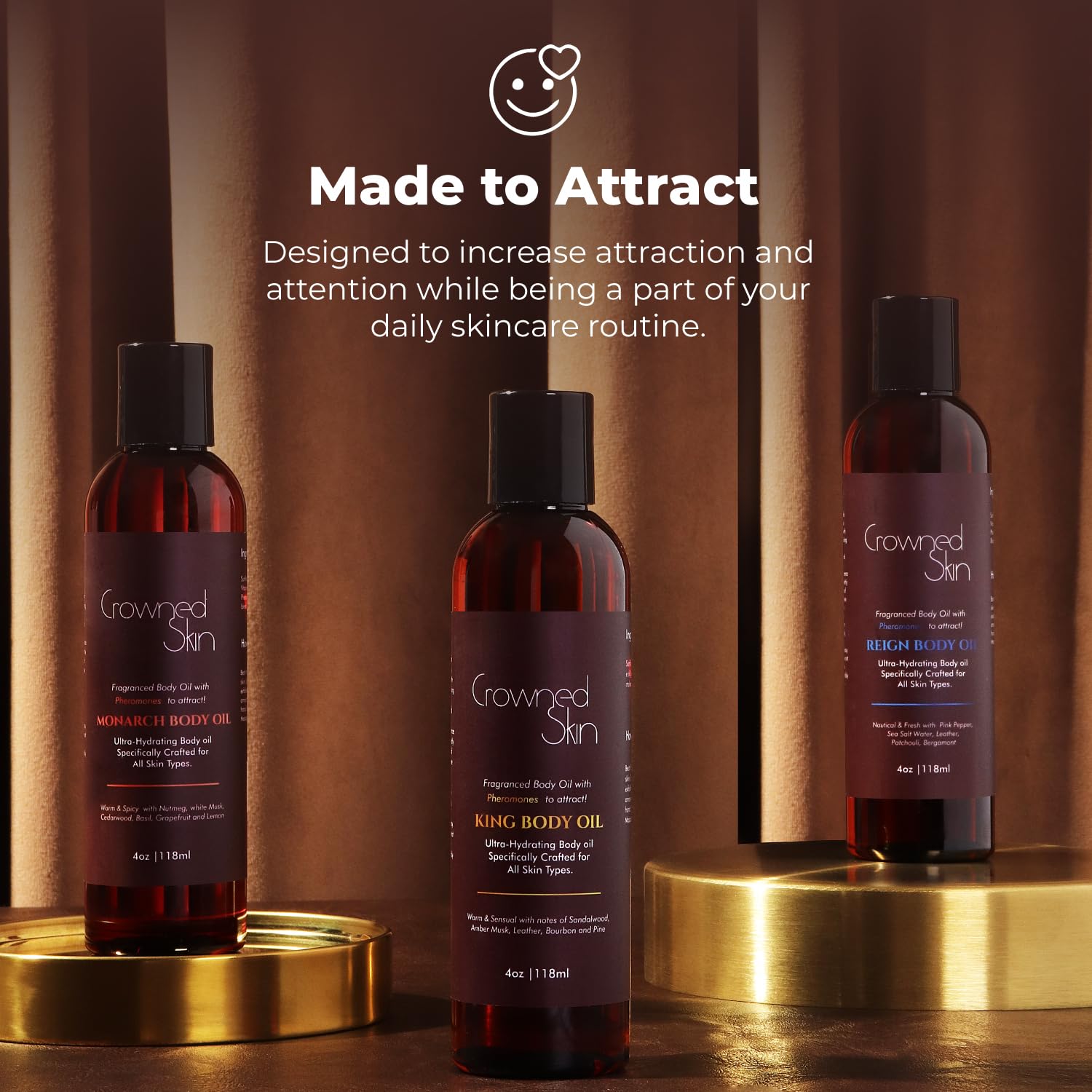 King, Reign, and Monarch Cologned Body Oil Bundle | Alluring, Nautical, & Spicy Scents | Infused with Organic Shea & Mango Butters | Moisturizing Formula with All-Day Fragrance