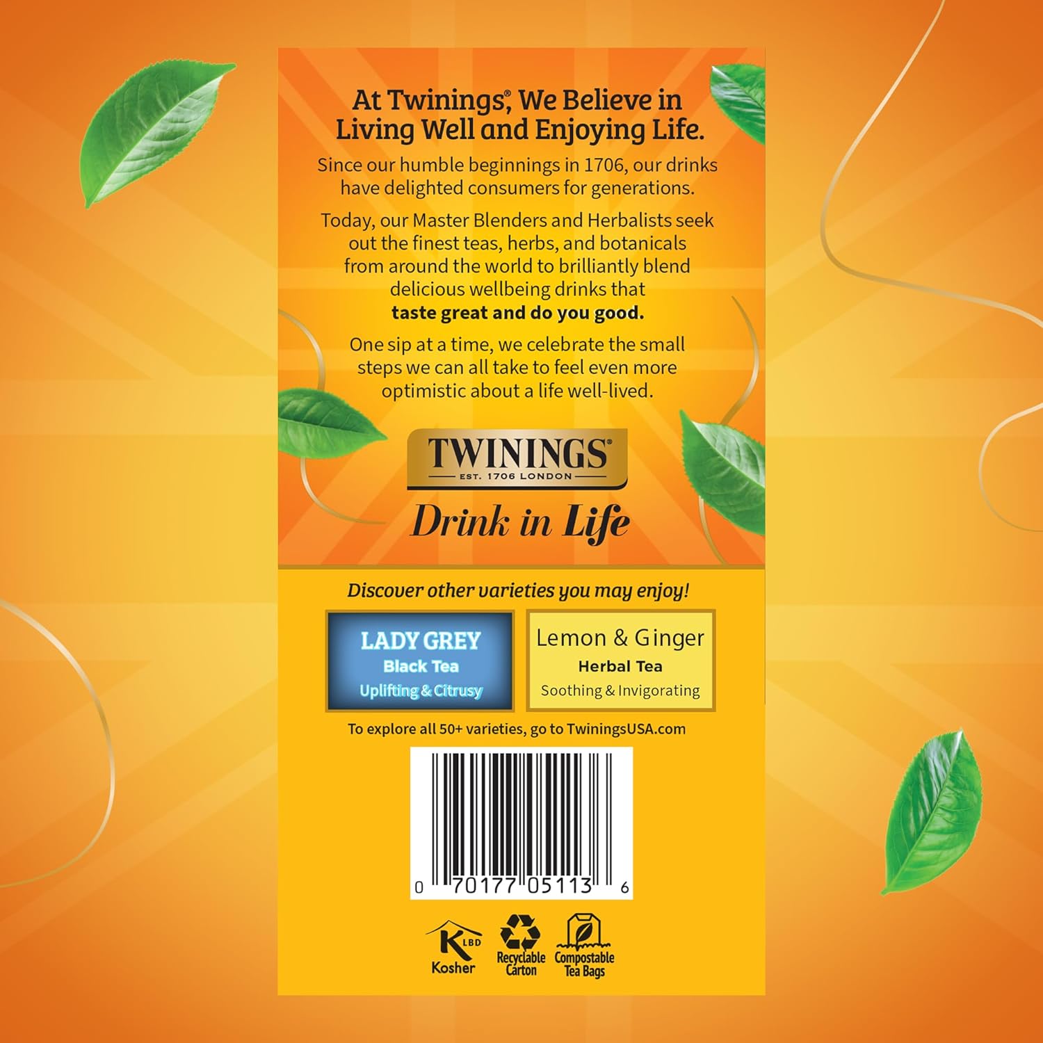 Twinings Earl Grey Black Tea Individually Wrapped Bags, 50 Count (Pack of 6), Flavoured with Citrus and Bergamot, Caffeinated, Enjoy Hot or Iced, 300 Teabags