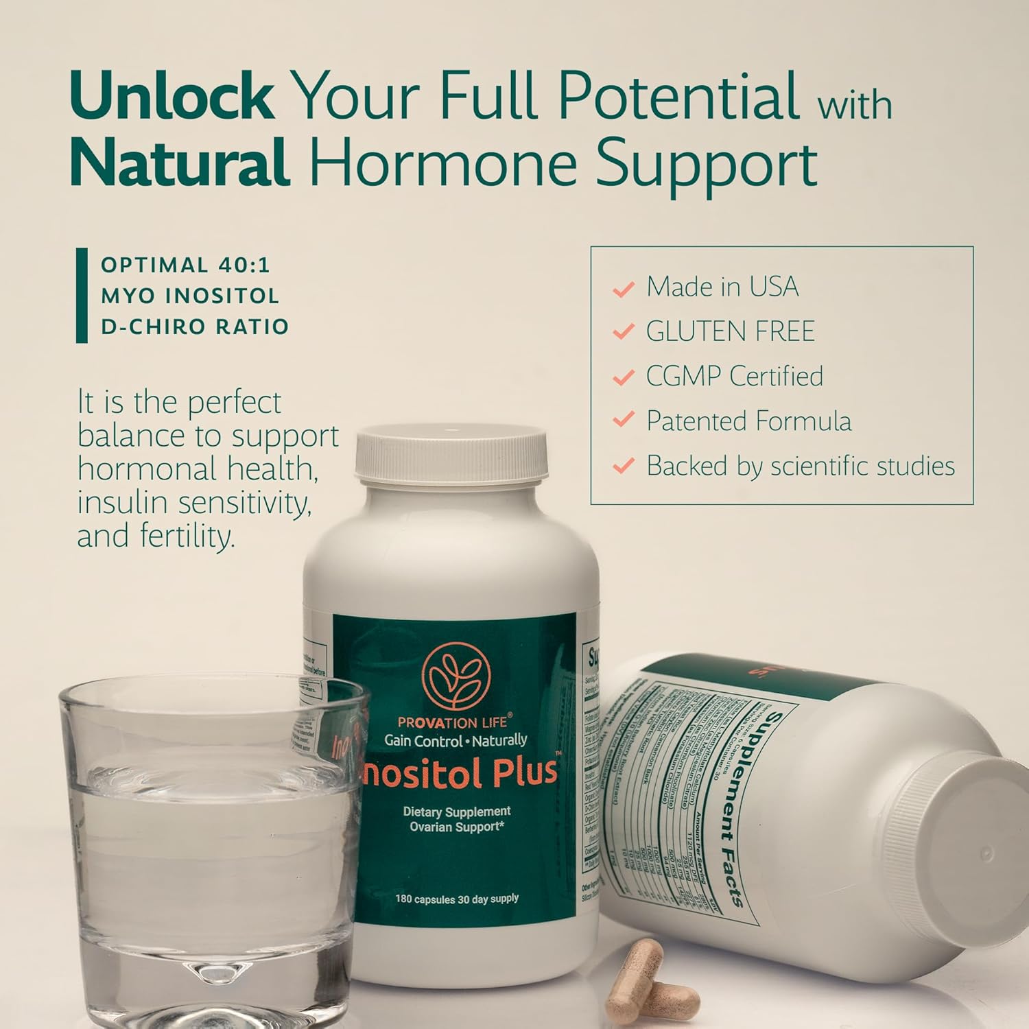 Inositol Plus Supplement for Women | Ovarian Health, Hormone Balance, Fertility, Ovulation | 40:1 Myo-Inositol D-Chiro & 12 Ingredients | Developed by Medical Doctor | 120 Capsules
