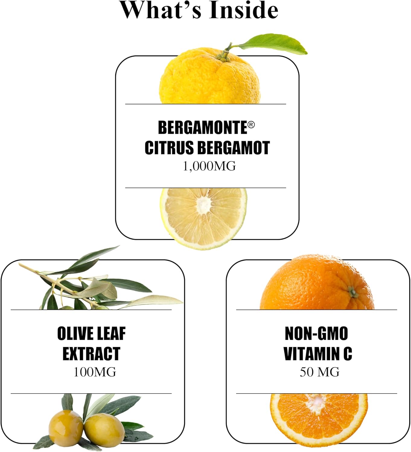 Durable Heart – Bergamonte Citrus Bergamot 1,000 mg + Olive Leaf Extract + Vitamin C - Heart Health Supplement for Healthy Cholesterol - Doctor Formulated, Vegan, Non-GMO, Made in USA (180 Capsules)