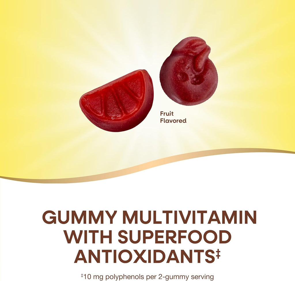 Nature's Way Alive! Men's Multivitamin Gummies, Supports Energy Metabolism*, Muscle Function*, Superfood Antioxidants(1), B-Vitamins, Vegetarian, Fruit Flavored, 150 Gummies (Packaging May Vary)