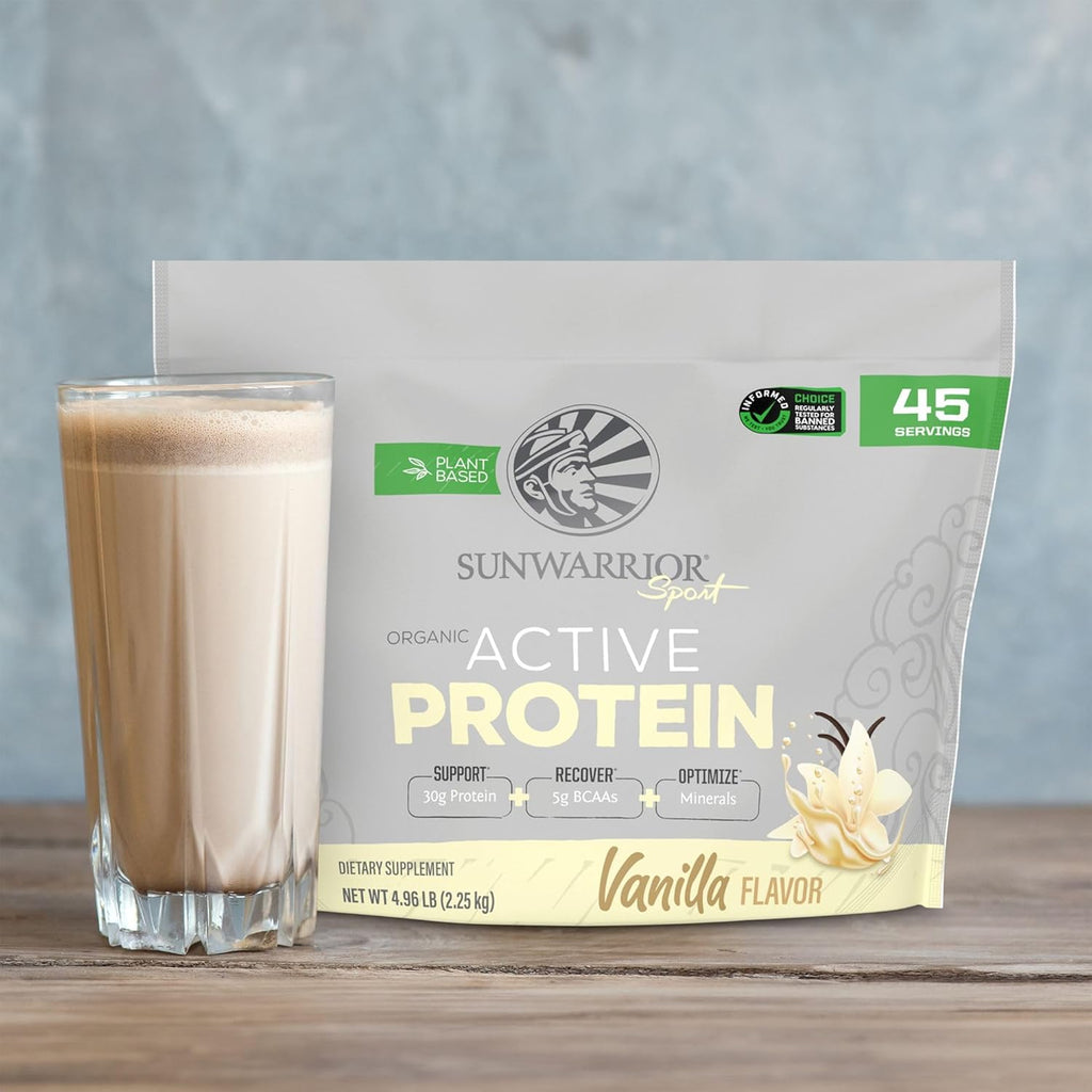 Sunwarrior Organic Plant Based Protein Powder | Vegan Organic Protein Powder with BCAA Amino Acids Plus Recovery Minerals & Botanicals | Non-GMO Soy Dairy & Gluten Free (Vanilla, 45 Servings)