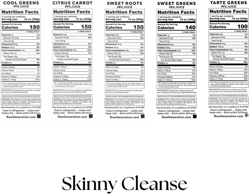 Raw Generation 5-Day Skinny Cleanse - Weight Management & Detox Juice Cleanse/Healthiest Way to Cleanse Your System/Jumpstart a Healthier Diet