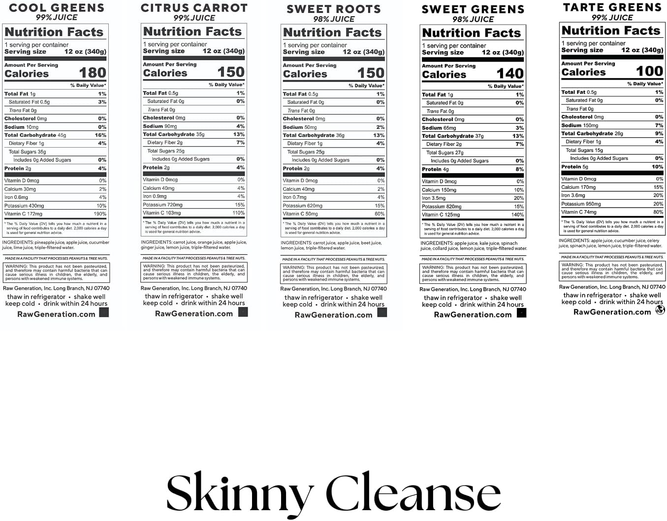 Raw Generation 5-Day Skinny Cleanse - Weight Management & Detox Juice Cleanse/Healthiest Way to Cleanse Your System/Jumpstart a Healthier Diet