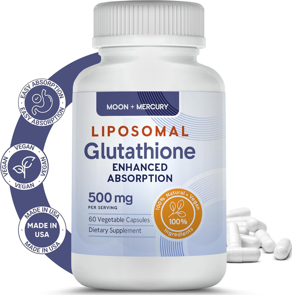 Liposomal Glutathione Non-GMO, Gluten Free 500mg Supplement - May Provide Immune Support, Liver Detox, Brain Health and Heart Health - 60 Glutathione Capsules