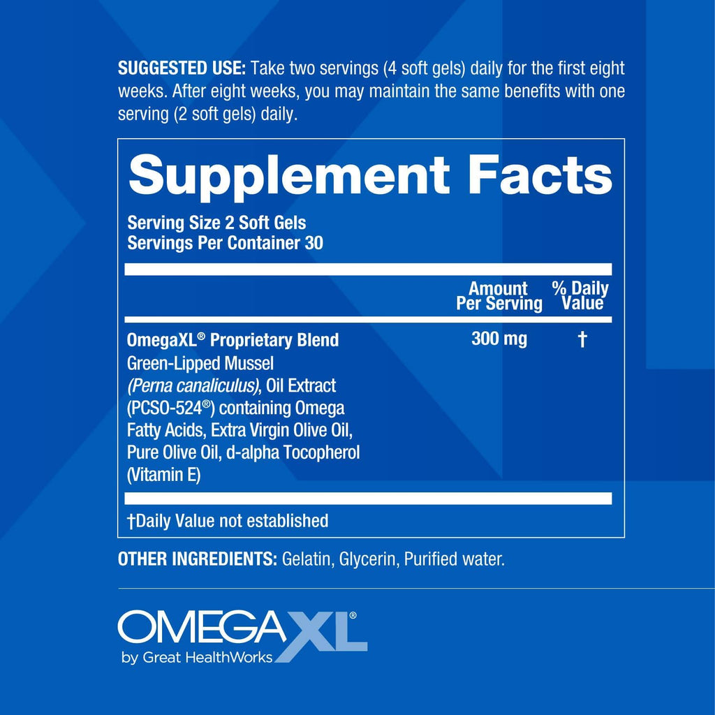 OmegaXL Joint Support Supplement - Natural Muscle Support, Green Lipped Mussel Oil, Soft Gel Pills, Drug-Free, 60 Count + HeartXL 30 Count, High Potency Omega-7 Blend