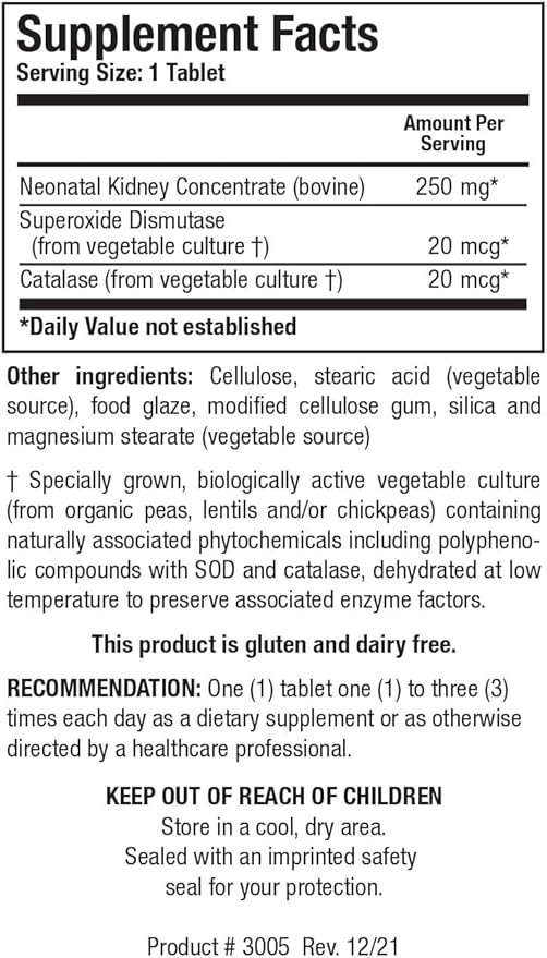 Biotics Research Cytozyme KD Neonatal Kidney, Supports Renal Health, Heart Health, SOD, Catalase, Potent Antioxidant Activity, 60 Tablets