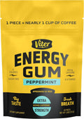Viter Energy 60mg Caffeine Gum (Peppermint Flavor, 30 Pieces) - Sugar Free, Vitamin B3, B6, B9, B12, Zero Calories, Caffeinated Energy Chews, Nootropic Focus Supplement for Men & Women