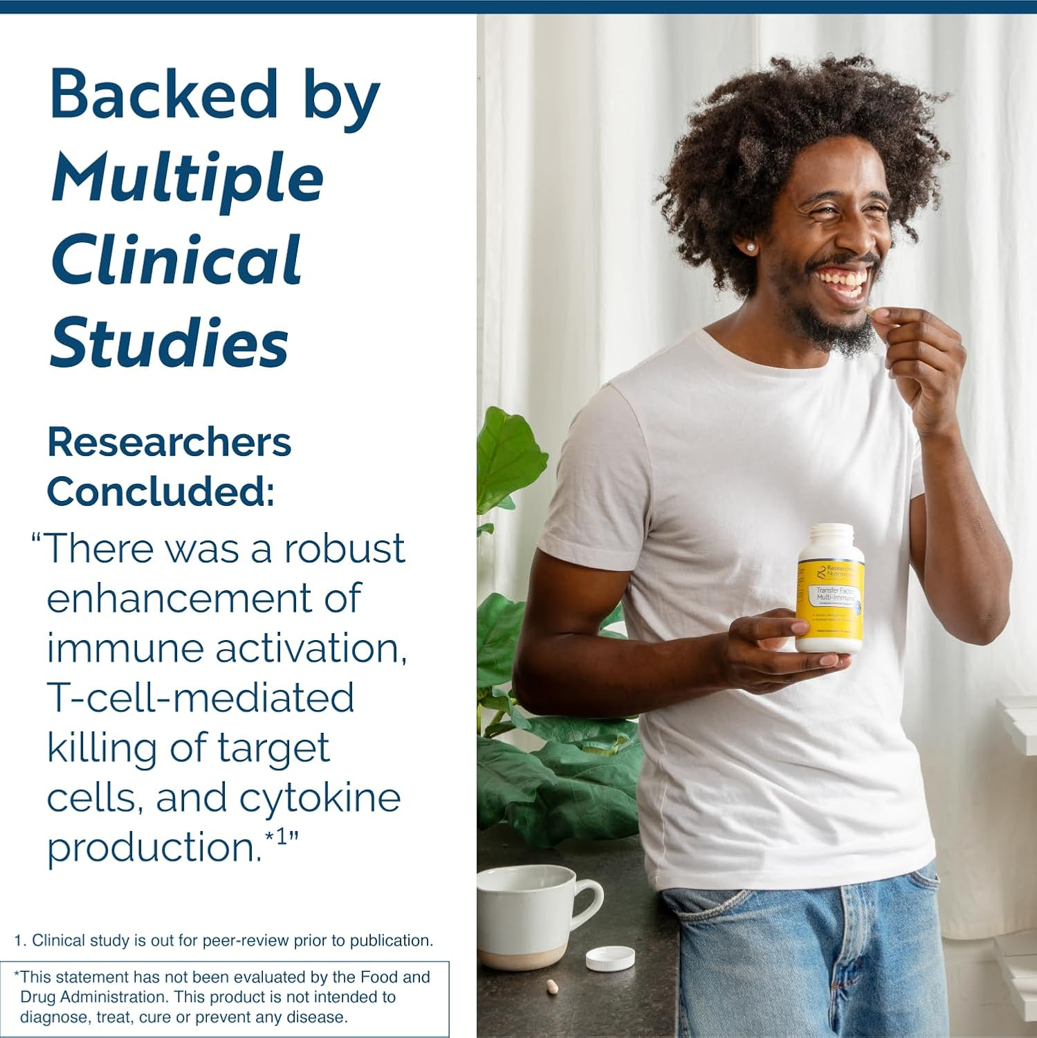 Researched Nutritionals Transfer Factor Multi-Immune - Complete Immune Support with Zinc, Beta Glucan, Mushrooms Supplement & Colostrum Capsules - Backed by Peer Reviewed Clinical Research (90 Count)
