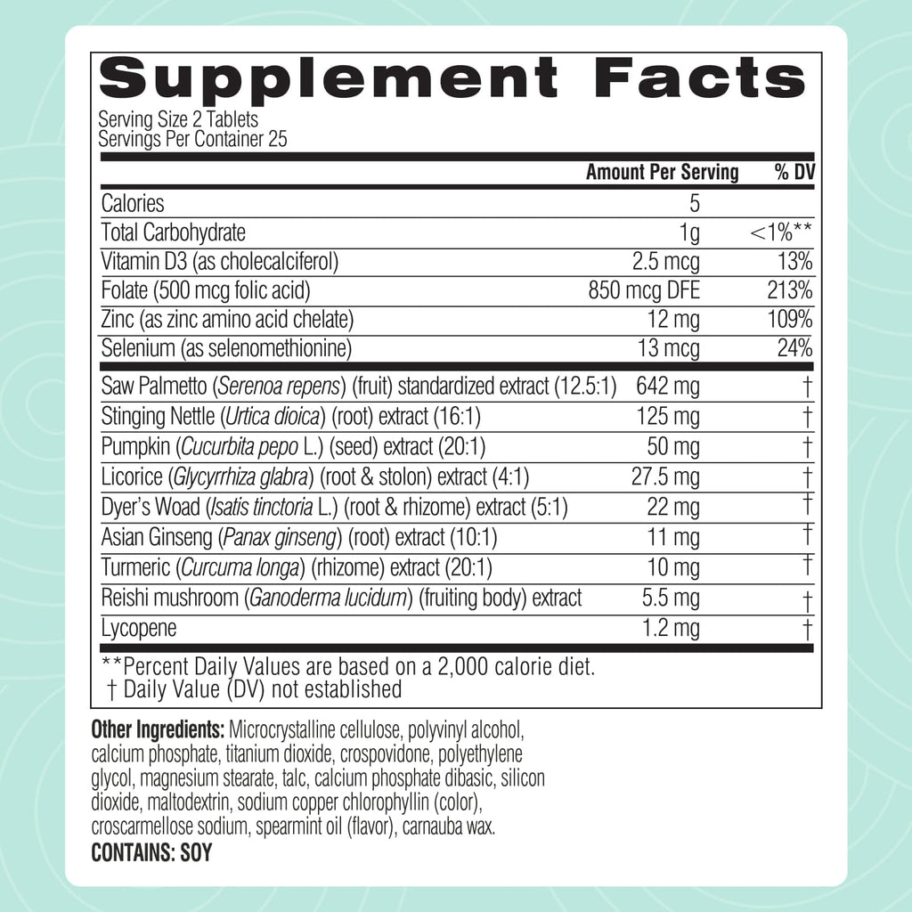 Swisse Saw Palmetto Prostate Supplement for Men | Reproductive Health & Prostate Support with Zinc, Selenium & Stinging Nettle | 50 Tablets