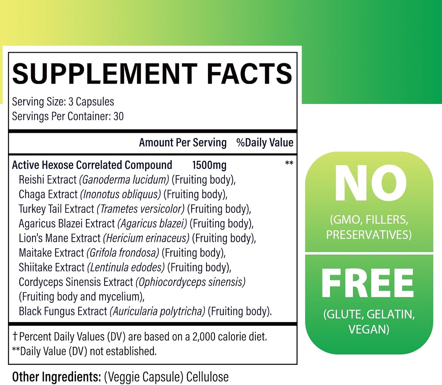 Active Hexose Correlated Compound 1500 mg Supplement, Natural 8 Mushroom Extract Supplement, Immune System, Liver Function, Natural Killer and T Cells Activity, 720 Veggie Capsules