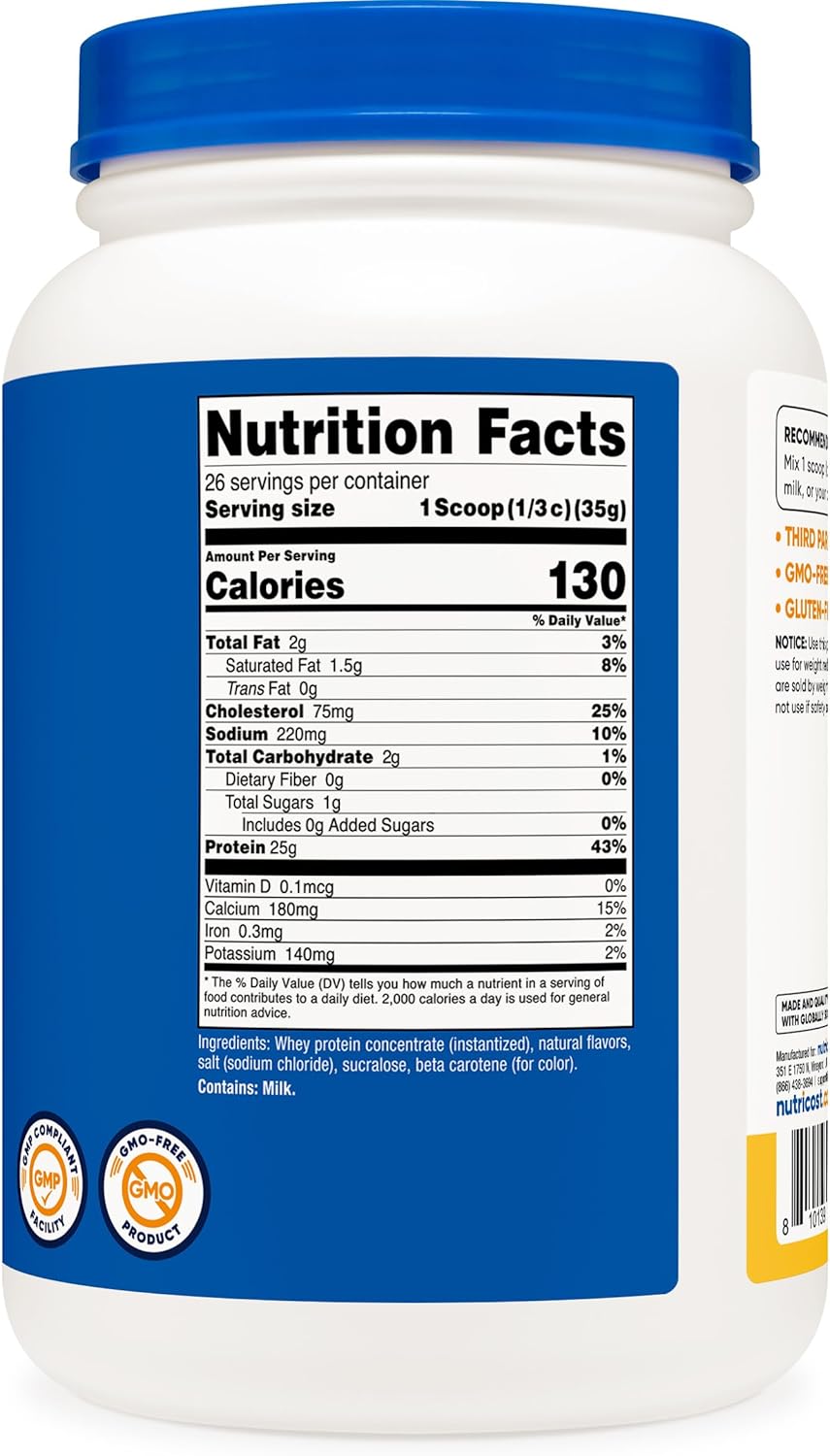 Nutricost Whey Protein Powder Pineapple (2 LBS) - Gluten-Free, GMO-Free, from Whey Protein Concentrate