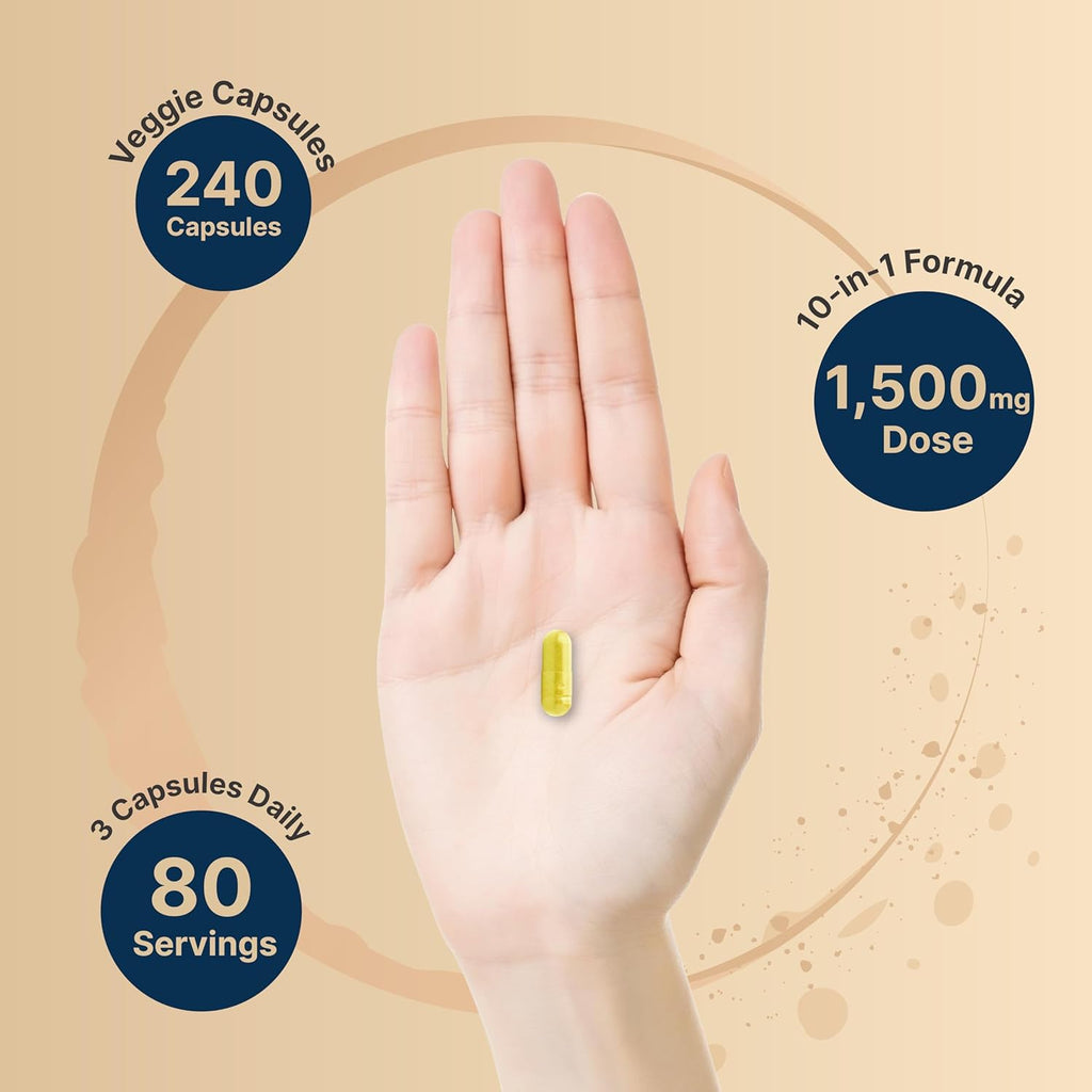 NatureBell NAD+ 1,500mg Per Serving, 240 Veggie Capsules | NMN Supplement Alternative | 10-in-1 Complex with Resveratrol Plus Hyaluronic Acid, Quercetin, Fisetin, Collagen, & More – Non-GMO