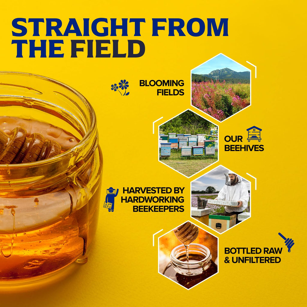 Fischer's 100% Pure, Raw & Unfiltered Honey, 40 oz – USA Made Honey – All-Natural Sweetener – Rich Flavor Profile, Packed with Nutrients