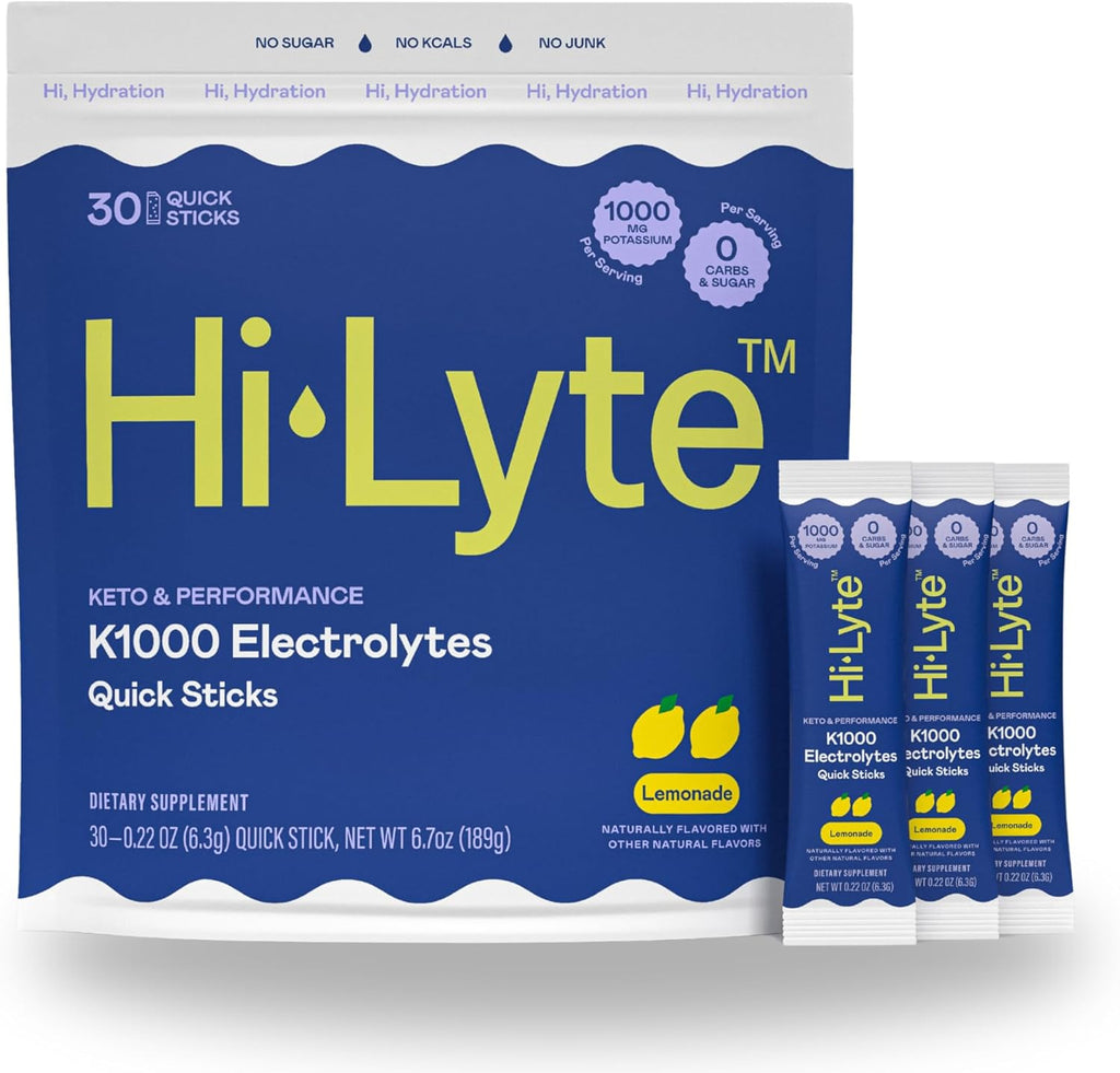 Hi-Lyte K1000 Electrolytes Sticks Lemonade Keto & Performance, 30 Servings