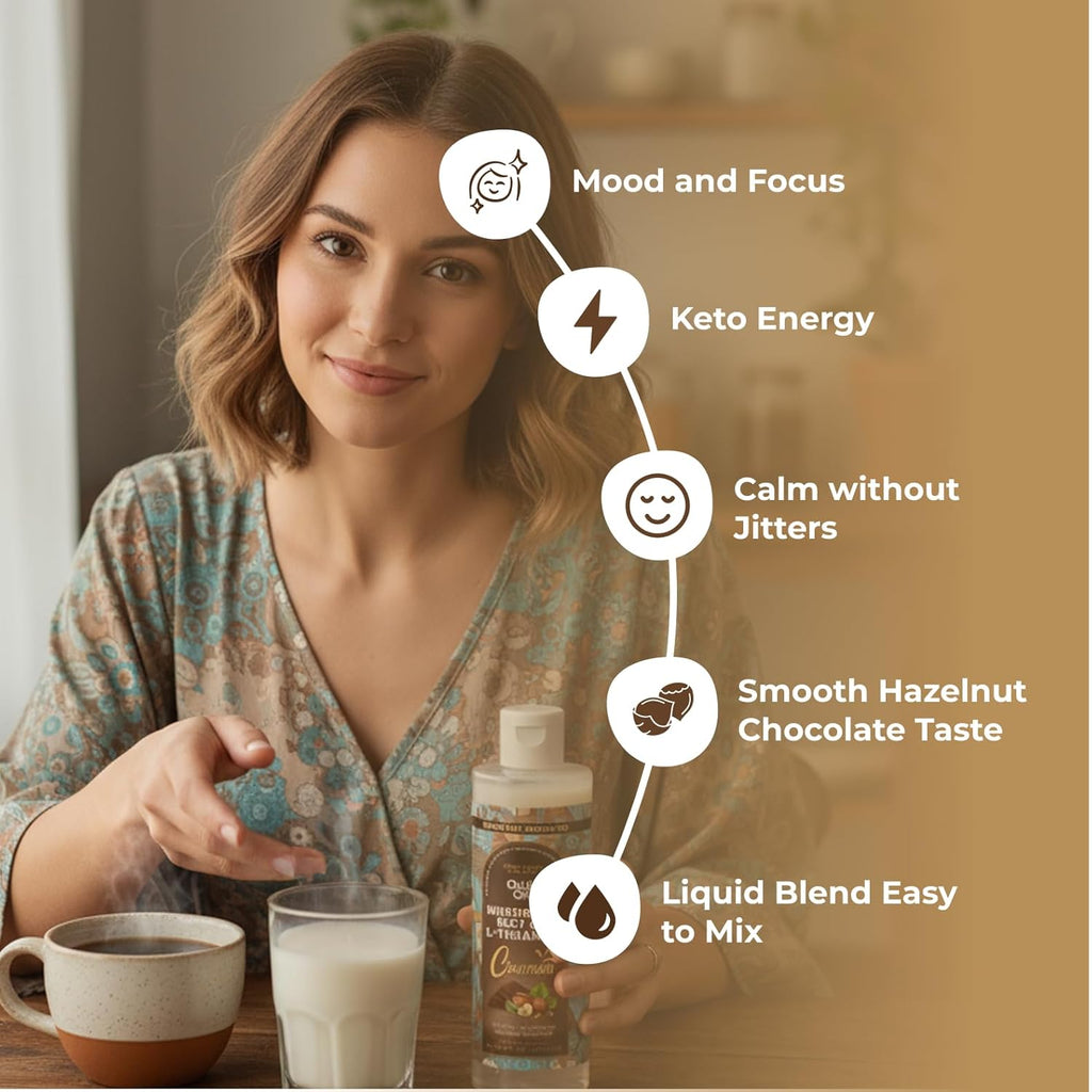 Mushroom Coffee Creamer with MCT Oil by Owl & Ox | L Theanine, Nootropic Superfood Blend, Vegan, Sugar Free, Dairy Free, Adaptogens, Plant Based & Keto Friendly, Hazelnut Chocolate Flavor, 30 Servings
