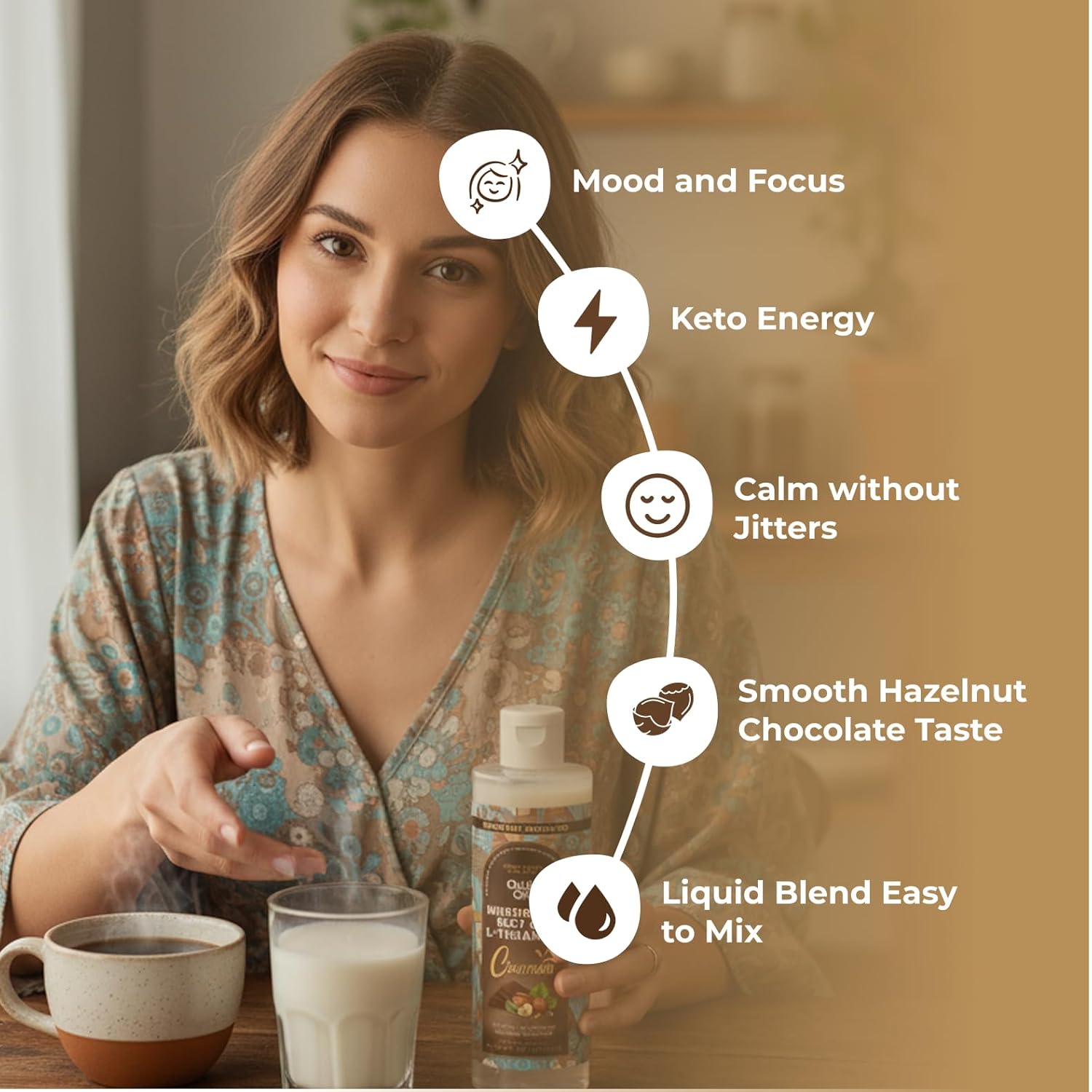 Mushroom Coffee Creamer with MCT Oil by Owl & Ox | L Theanine, Nootropic Superfood Blend, Vegan, Sugar Free, Dairy Free, Adaptogens, Plant Based & Keto Friendly, Hazelnut Chocolate Flavor, 30 Servings