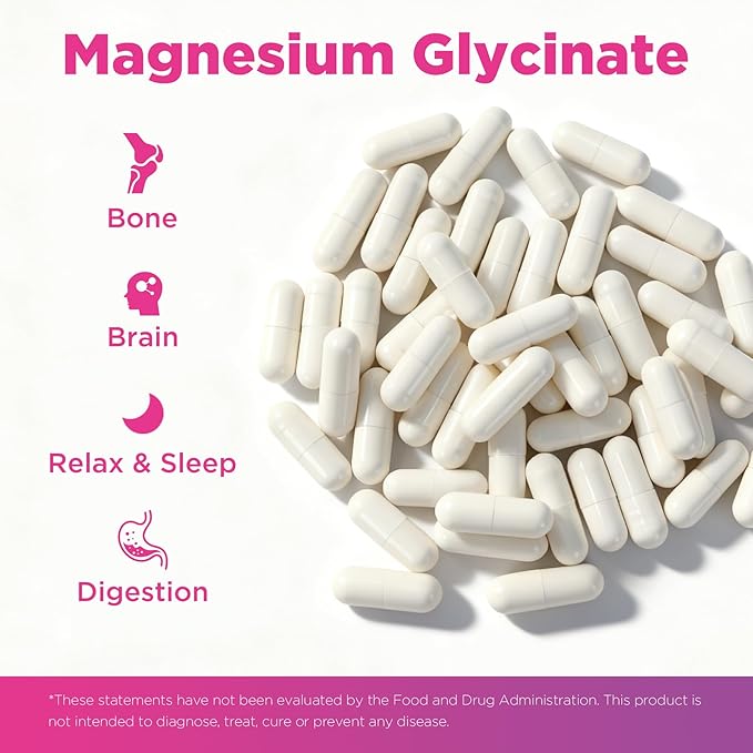 Magnesium Glycinate 500mg for Women Hormone Balance & Sleep, 60 Count High Absorption Magnesium Capsules for Daily Mineral Support & Relaxation, Gluten-Free