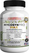 Mycosyn Pro Max Hair Skin Nails Supplement, 60 Capsules, 30 Day Supply, with Biotin 5000mcg, Vitamins A B C D E, Minerals (1)
