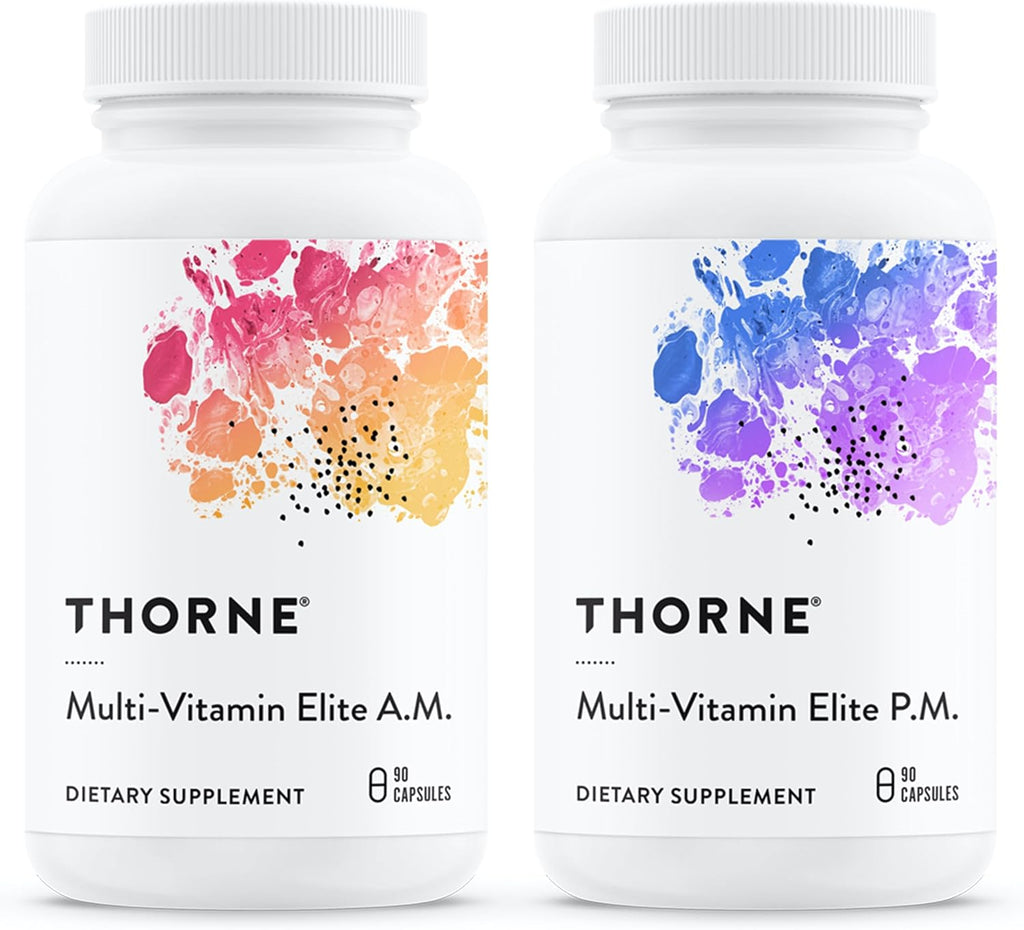 THORNE - Multi-Vitamin Elite - Daily Nutritional Supplement - AM Formula Supports Cellular Energy Production &PM Formula Supports Restful Sleep* - Gluten-Free, Dairy-Free - 180 Capsules - 30 Servings
