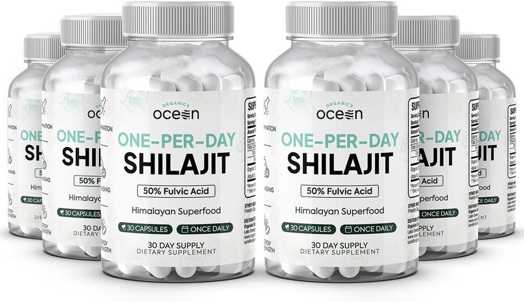 One-Per-Day Shilajit for Men and Women - Natural and Potent Shilajit Supplement for Age-Defying, Bone Strength, Hormone Support and More - 6 Bottles Shilajit Capsules