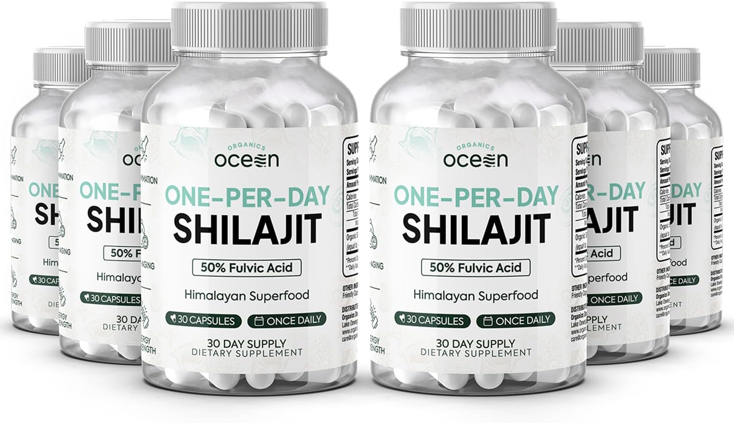 One-Per-Day Shilajit for Men and Women - Natural and Potent Shilajit Supplement for Age-Defying, Bone Strength, Hormone Support and More - 6 Bottles Shilajit Capsules