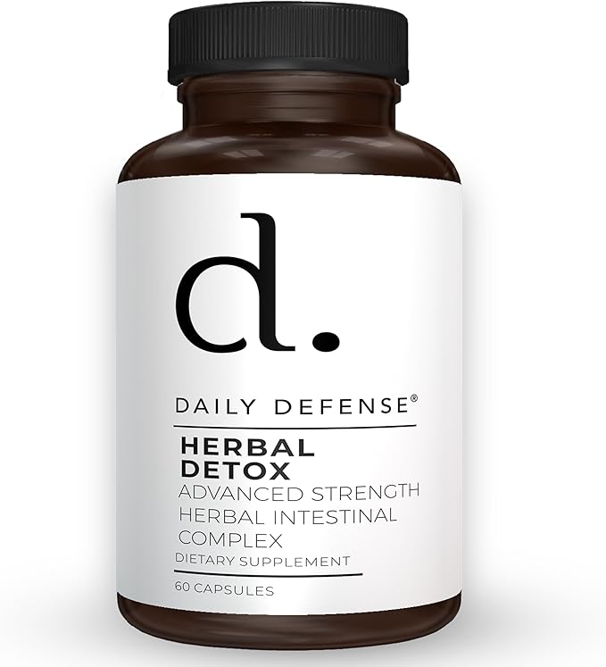 Herbal Detox with Zinc, Garlic, Wormwood, Black Walnut Hull - Gut Cleanse Detox Dietary Supplements for Women & Men, 60 Capsules