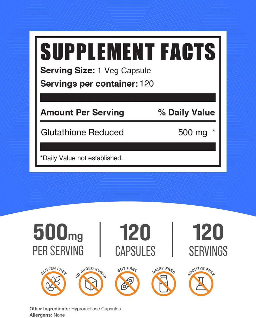 BulkSupplements.com Glutathione Reduced Capsules - Glutathione Supplement - Gluten Free, 1 Capsule Per Serving, 120 Capsules (Pack of 1)