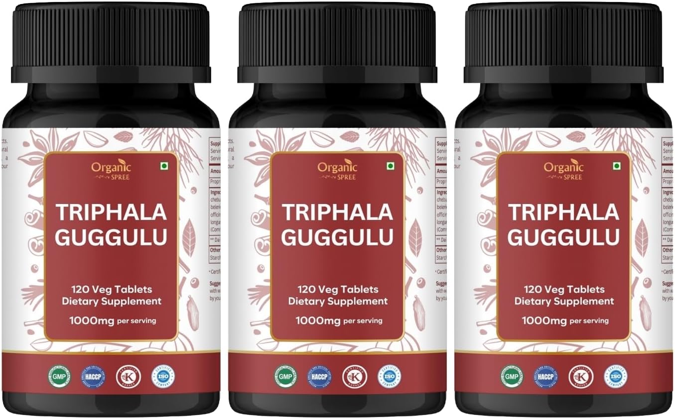 Triphala Guggulu 120 Tablets - Supports Gut Health and Digestive Support* - Ayurvedic Formulation - Certified and Vegetarian (3)
