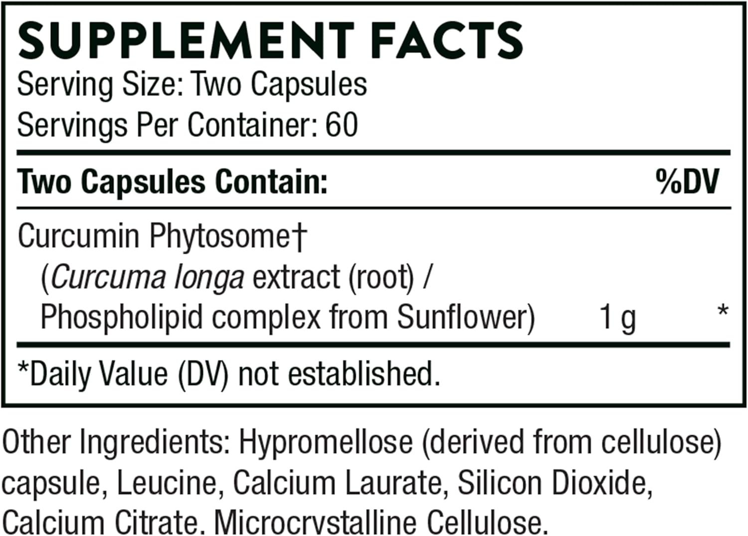 THORNE - Curcumin Phytosome 1000 mg (Meriva) - Clinically Studied, High Absorption - Supports Health in Joints, Muscles, GI Tract, Liver, and Brain* - 120 Capsules - 60 Servings
