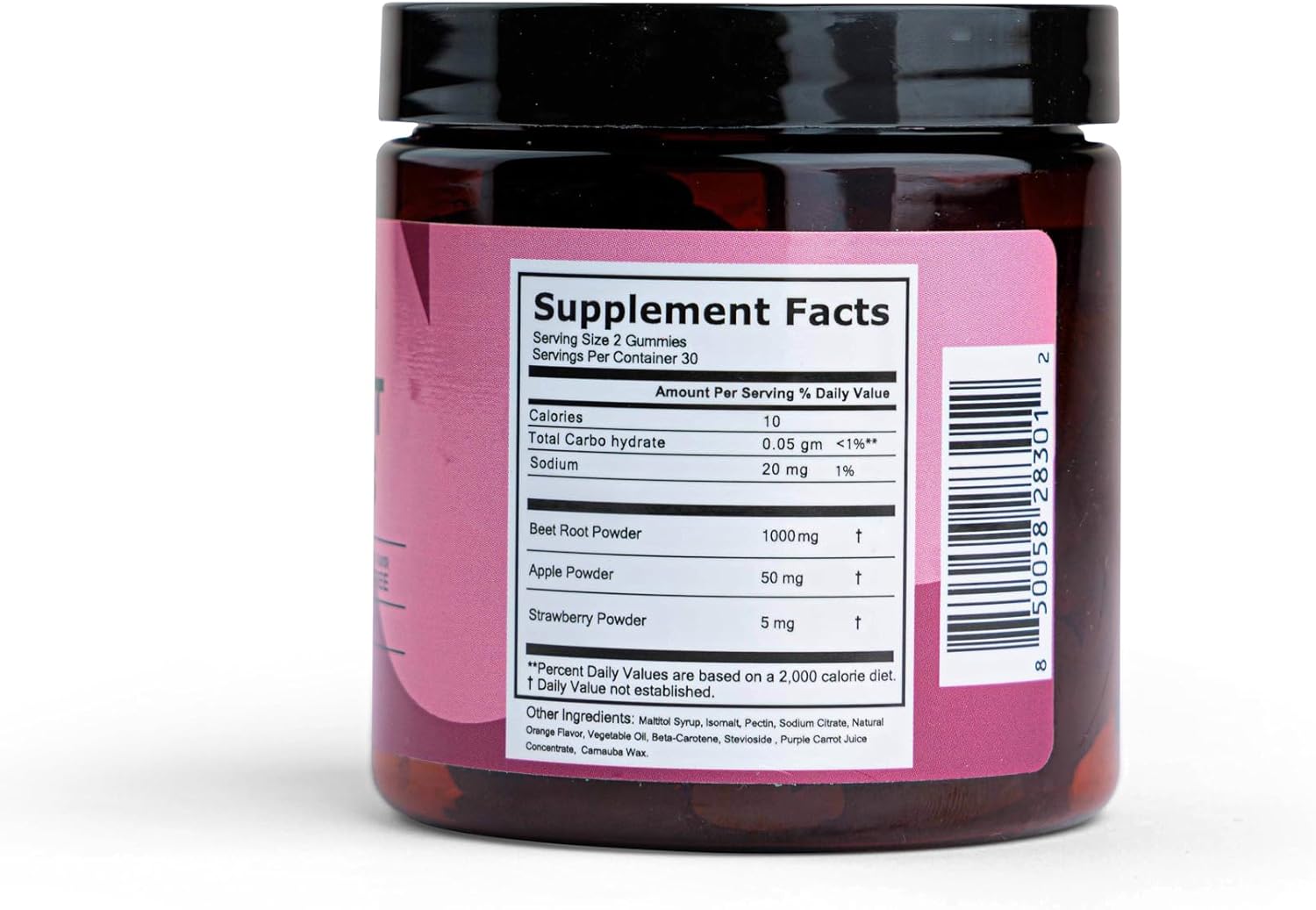 Pomona Wellness Organic Potent Beetroot Powder Gummies 1000mg – Sugar Free, Nitric Oxide Supplement - Natural Strawberry and Apple Flavor, Vegan, 60 Count