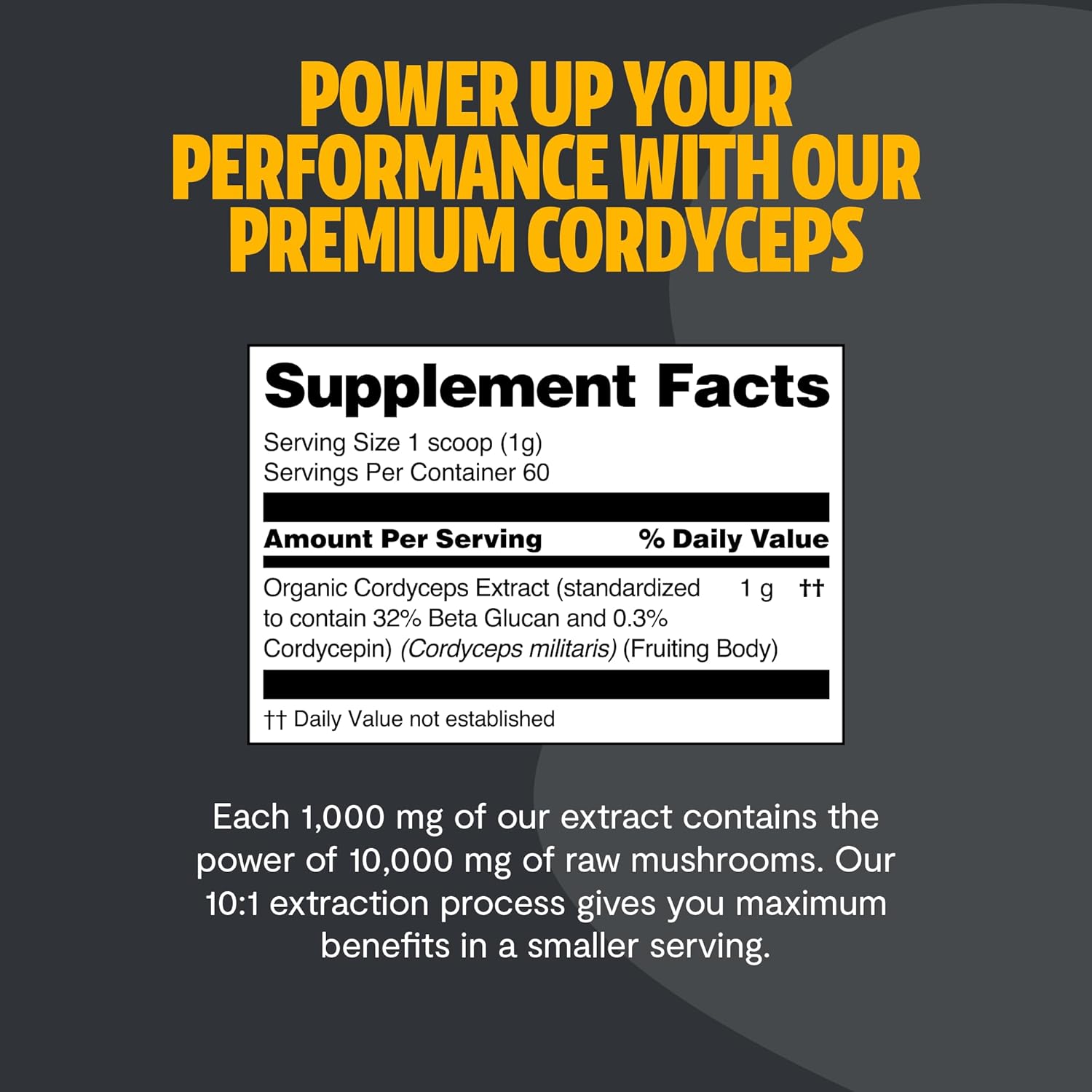 FreshCap Mushrooms Cordyceps Mushroom Powder 10,000mg - Mushroom Extract Immunity Supplement, Ayurveda Nootropic Mushroom Supplements (60 Servings)
