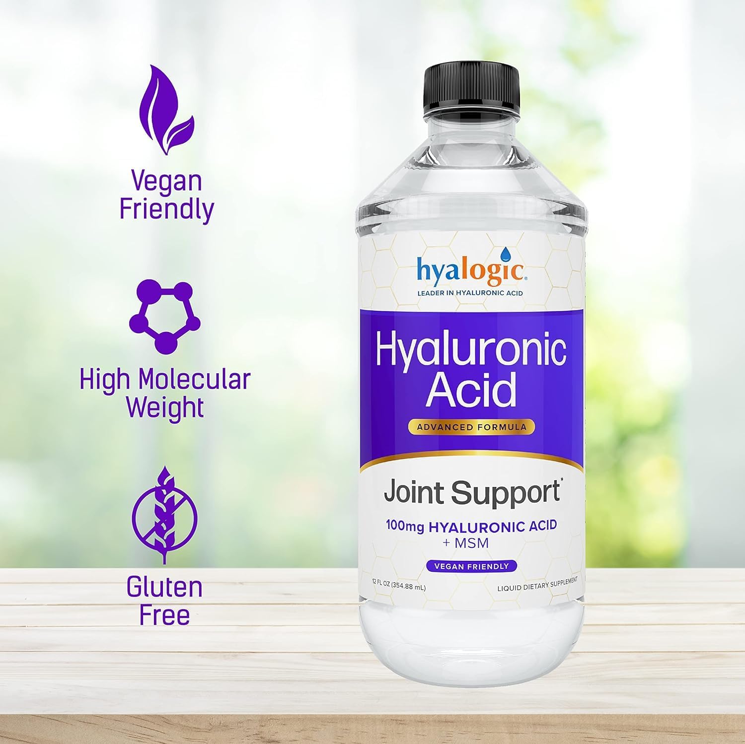 Hyalogic Hyaluronic Acid Joint Support Supplement (12 oz) – Advanced Formula Joint Supplement – MSM & 100 mg Hyaluronic Acid Supplements – Joint Supplements for Women & Men for Overall Joint Health