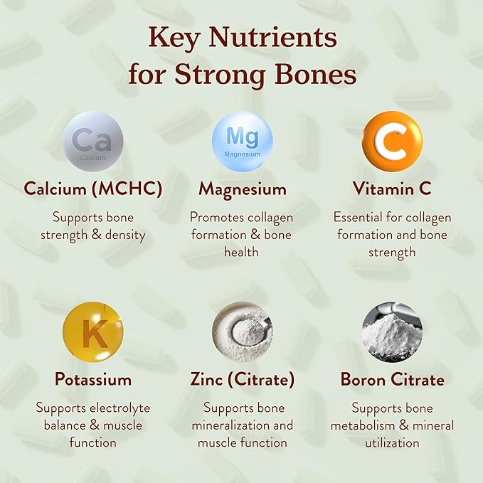 More. Longevity & Wellbeing Premium Calcium Supplement - Bone Strength Supplements with Magnesium, Vitamin D3 + K2 & Zinc for Bone Health Support - 4 Capsule Daily - Easy to Swallow - 120 Capsules