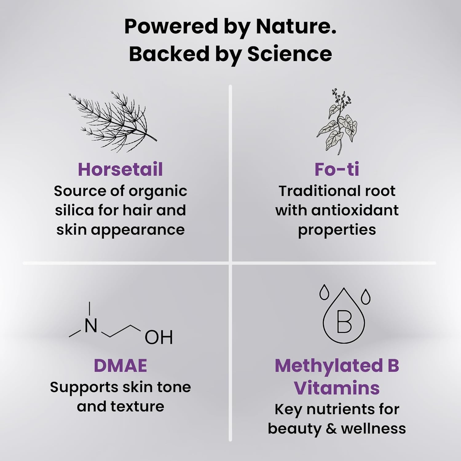 Organic Excellence Hair Skin Nail Vitamin Supplement with Biotin, Hyaluronic Acid, MSM – Advanced Absorption - 3 Month Supply